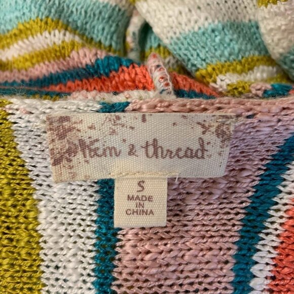 Hem & Thread Women's Rainbow Pastel Knit Long Sleeve Pullover Hoodie Size S - Picture 7 of 12